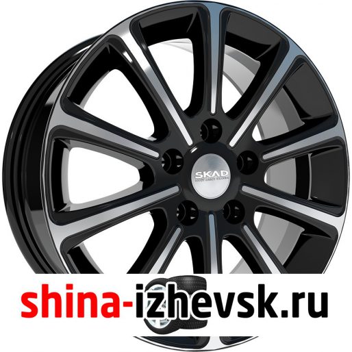 Колесный диск СКАД Милан 6.5xR16 5×114.3 ET38 DIA67.1 черный глянцевый с полированной лицевой поверхностью в Ижевске